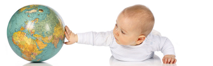 baby and the globe